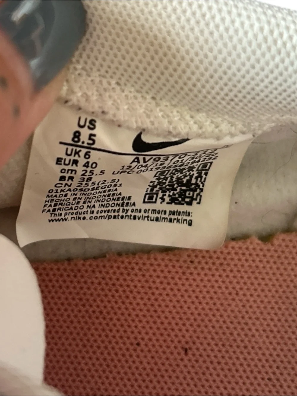 Nike Women’s White and Pink Blazer Sneakers Classic Design